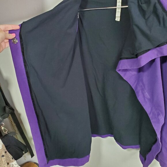 LULULEMON Savasana Wrap Cardigan Sweater Shawl Jacket Coat Purple Black Womens 8 - Picture 7 of 12